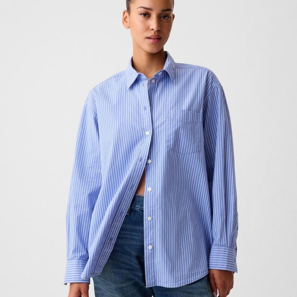 Gap Organic Cotton Big Shirt Blue & White Stripe
